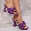 One-line Shoes Thick-heeled Flip-flops Square-toed High-heeled Flip-flops
