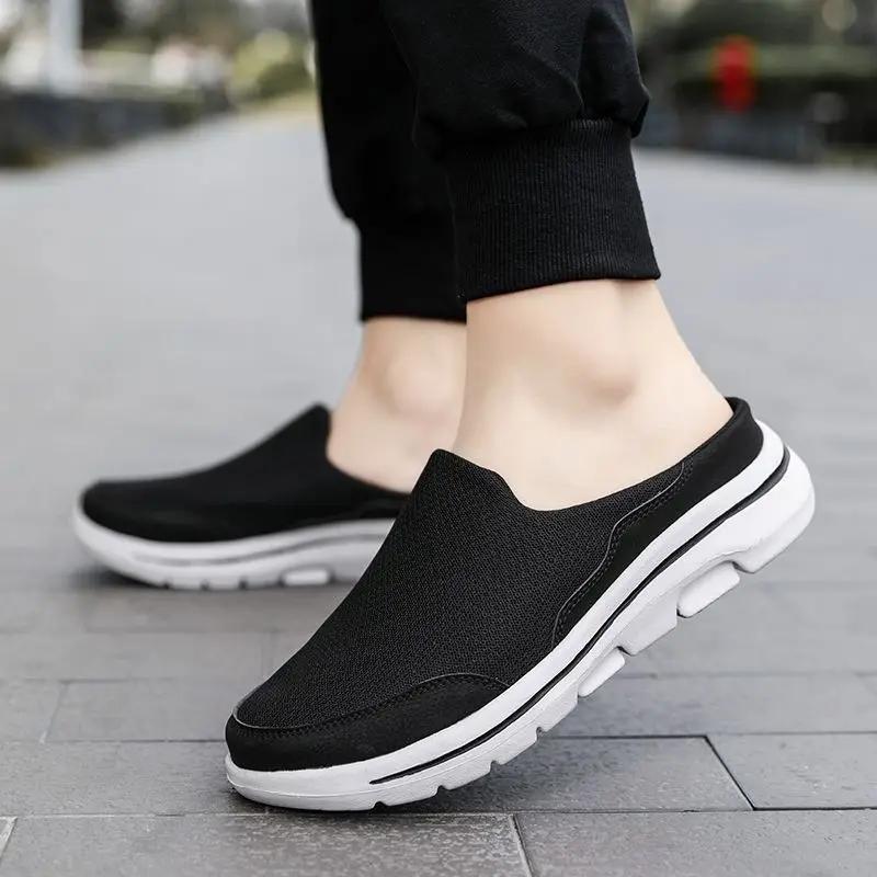 Fashion Mules Flat Slides Men's Shoe Half Male Slipper Designer Luxury Trend 2025 Low Price Elegant Summer Sale Fashion Clappers Adult