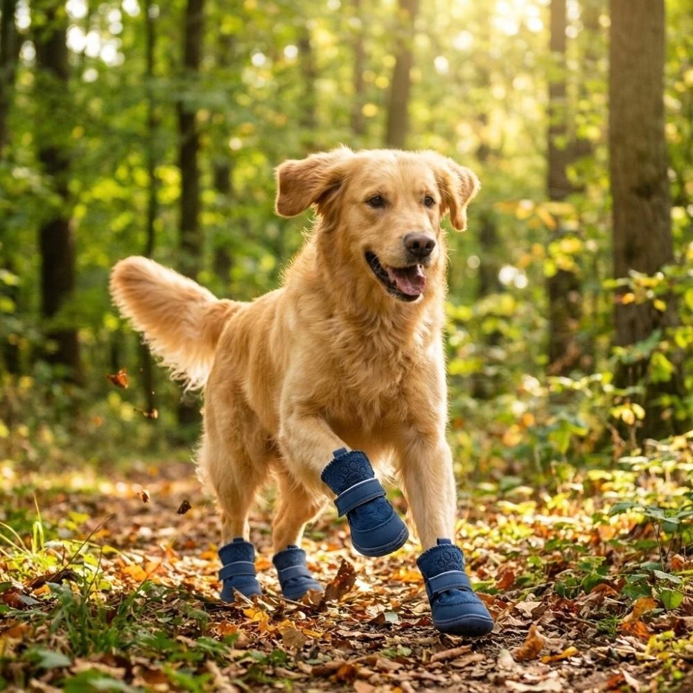 4PCS/SET Thickened Pet Snow Boots Warm Dog Cotton Shoes Dog Footwear Winter Dog Snow Boots Winter
