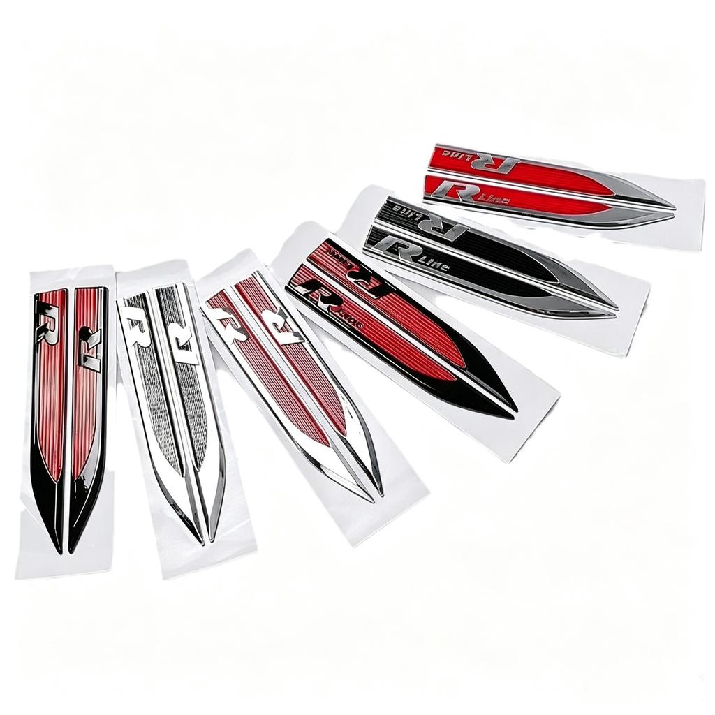 1Pair V W R/R Line Logo Car Side Fender Emblem Badge Sticker Car Styling Accessories