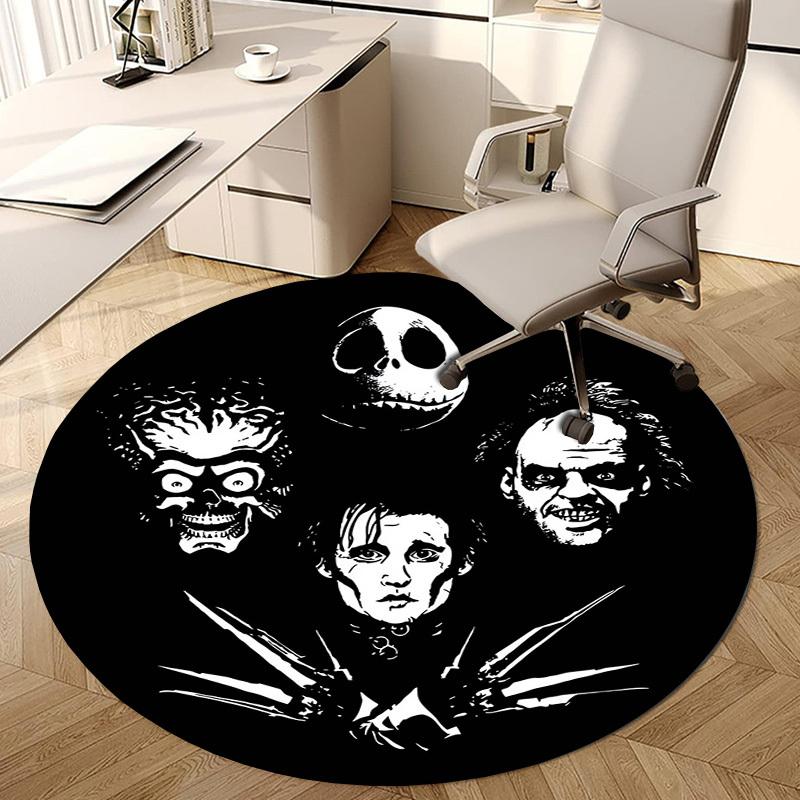 1pc Horror Icons Round Carpet, Made of Polyester,Perfect for Decorating Office Chairs, Living Rooms,fplt188