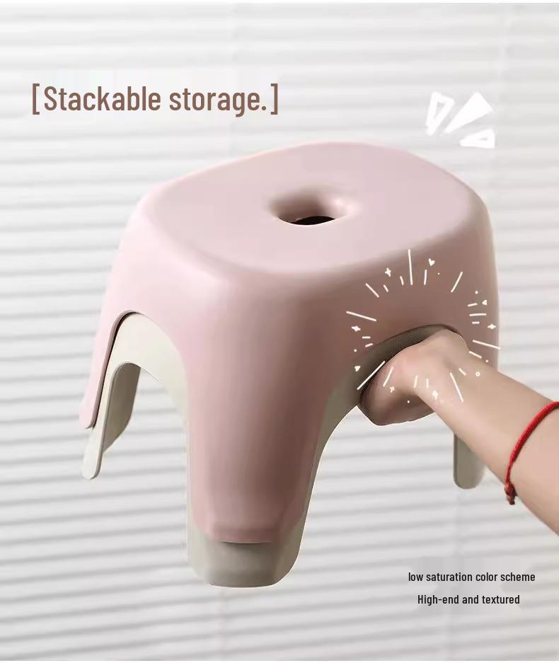 Durable Non-Slip Plastic Bathroom Stool for Shoes and Small Coffee Table