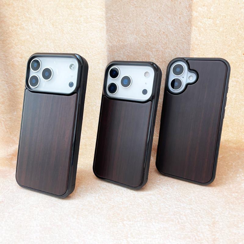 Ebony Drop-Proof Wooden Phone Case for iPhone 17 Pro - Thin, Lightweight, and Durable