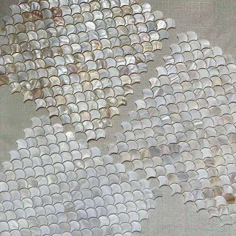 Shell Mosaic Tile Natural White Mother of Pearl Wall Backsplash Bathroom Tiles Fish Scale Sheet Kitchen 97