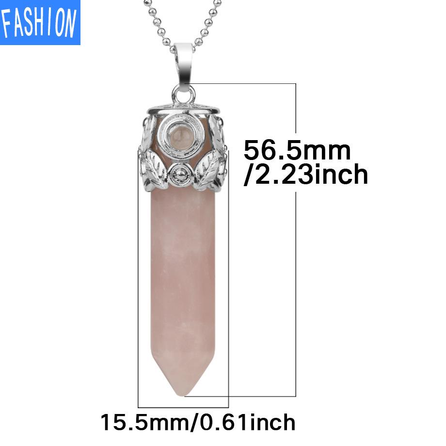 European And American Creative Multicolor Large Hexagonal Crystal Pendant Women'S Jewelry Versatile Natural Stone Necklace
