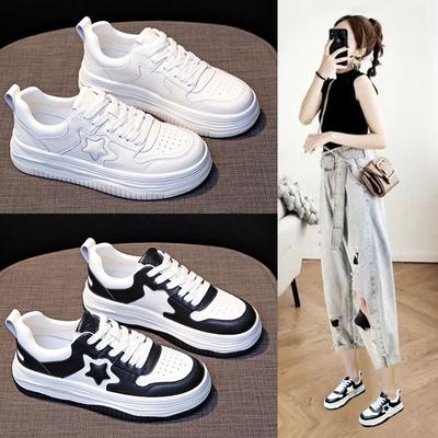 Star Small White Shoes Women's Leather New Spring Lightweight Sports Casual Shoes Flat Bottom Student Fashion Korean Shoes