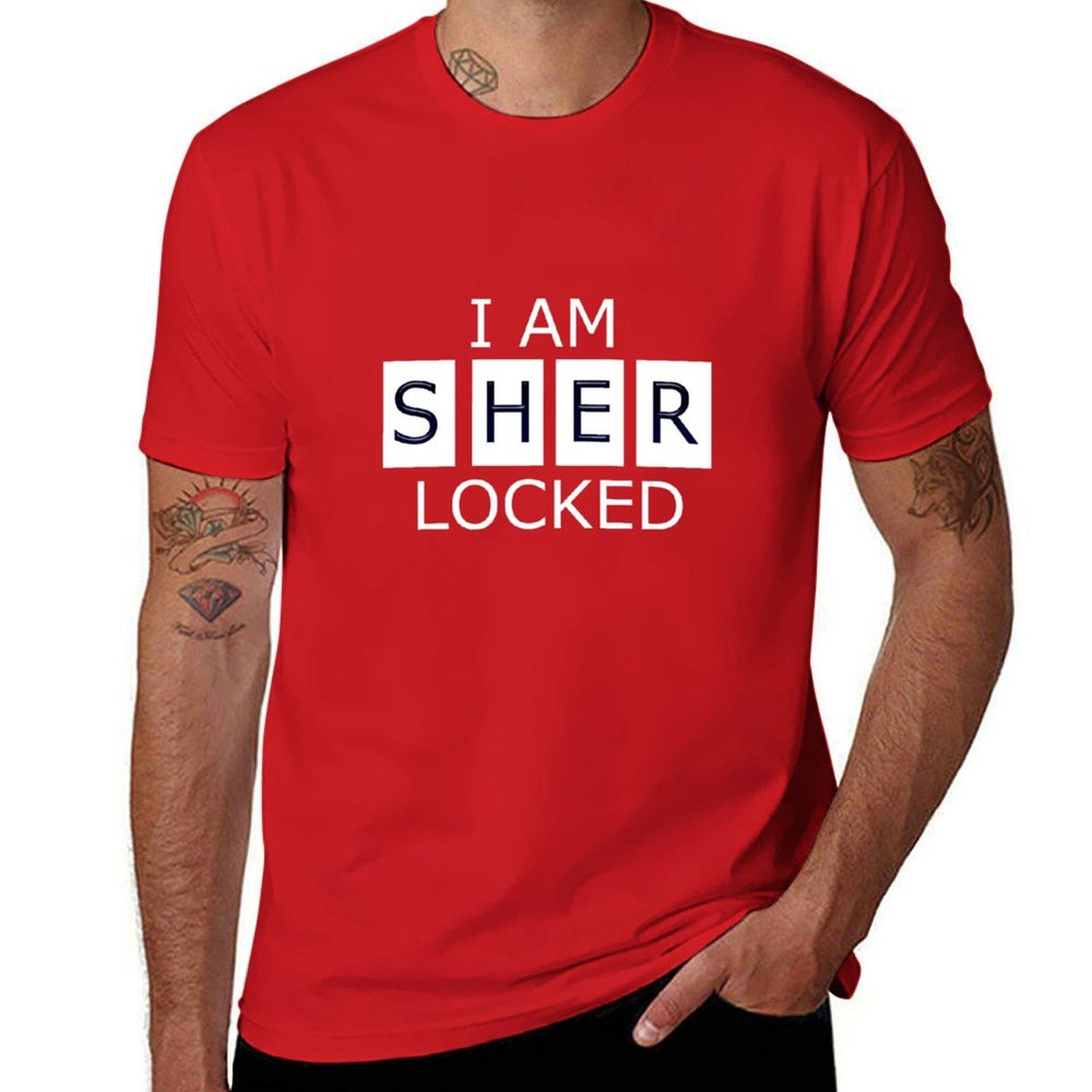 Футболка I AM SHER - LOCKED для мальчика, большого размера, забавная, на заказ, мужская, с графическим принтом, хип-хоп. S