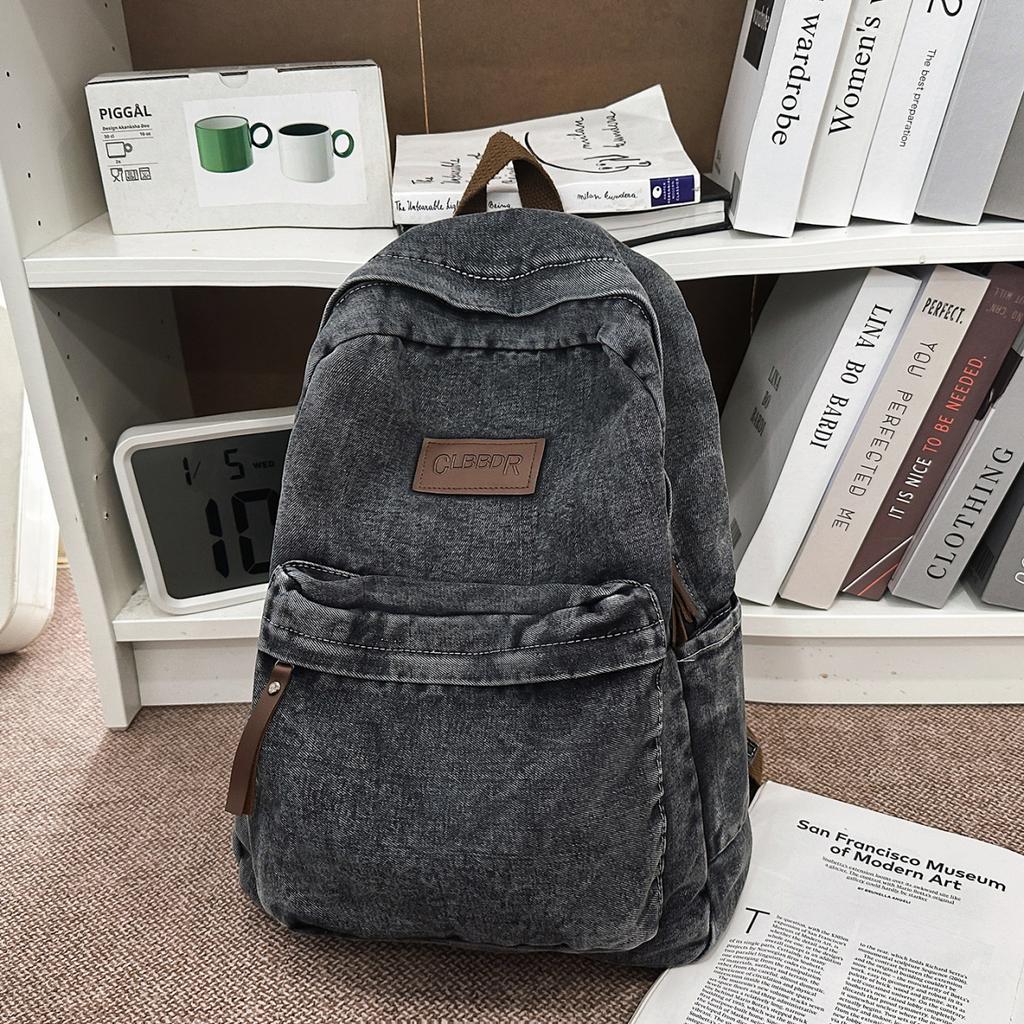 Vintage Denim Canvas Backpack for Men and Women, Suitable for Couples, for School, Travel, Casual, Lazy Style, Japanese and Kore