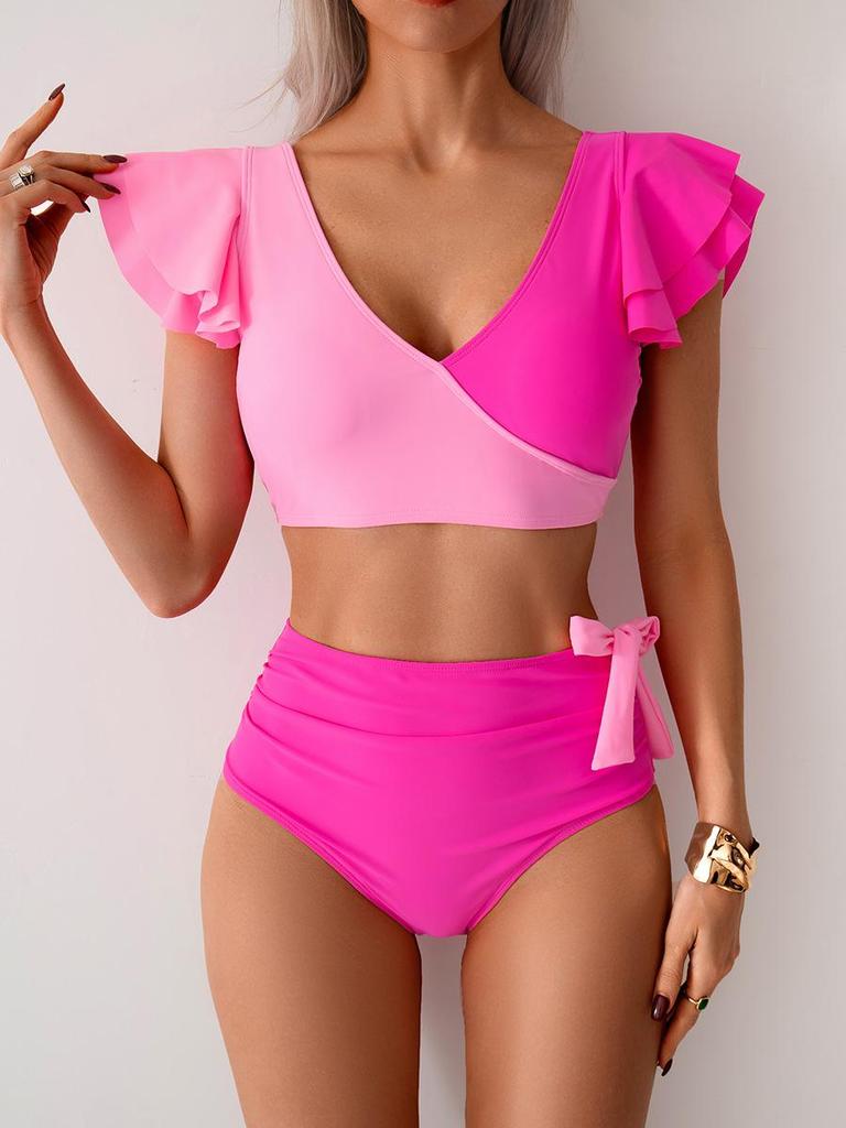 Vintage Strandurlaub Badeanzug Sexy Bikini Split Badeanzug Damen High Waist Bademode Badeanzüge Feine Nähte in verschiedenen Farben Strandmode