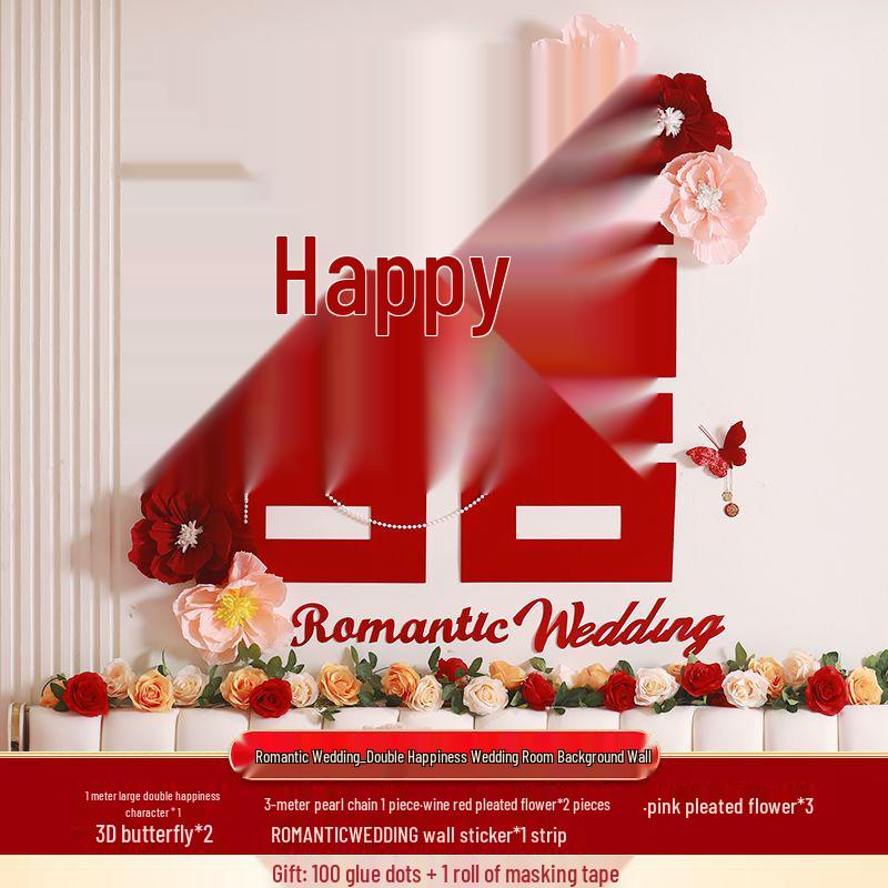 Wedding Bedroom Decoration Set - Double Happiness Design for Engagement