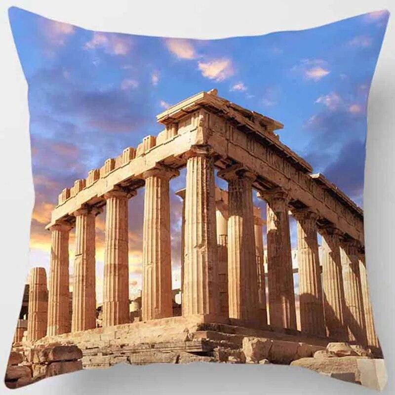 Landmark Architectural Print Square Pillowcase Home Decor Car Sofa Cushion Cover
