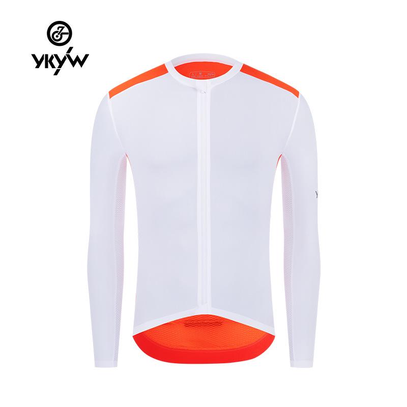 

YKYWBIKE2025 Мужская велосипедная джерси с длинным рукавом и цветными блоками для весны/лета - Дышащая и готовая к улице S
