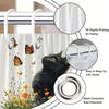 1Pc Black Cat Yellow Eyes Shower Curtain - Polyester Fabric, Machine Washable, Suitable For Bathroom Decoration