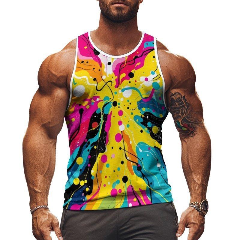 3D Bier bedrucktes Sportweste Sommer Herren Y2k Ärmelloses Herrenoberteil Übergroßes Tanktop Mode Streetwear T-Shirt