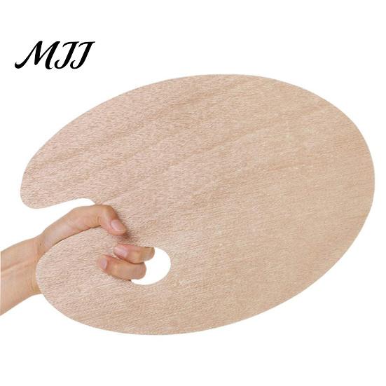Left Right Handed Palette Wooden Paint with Thumb Hole for Oil, Acrylic, Portable Watercolor Painting, Oval-Shaped Wood Art Tray Artists Artist
