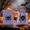 Natural Jute Gift Packaging Halloween Burlap Treat Bags, Pumpkin Ghost Bat Spider Witch Print Drawstring Party Favors Candy Pouches for Cookies Snacks