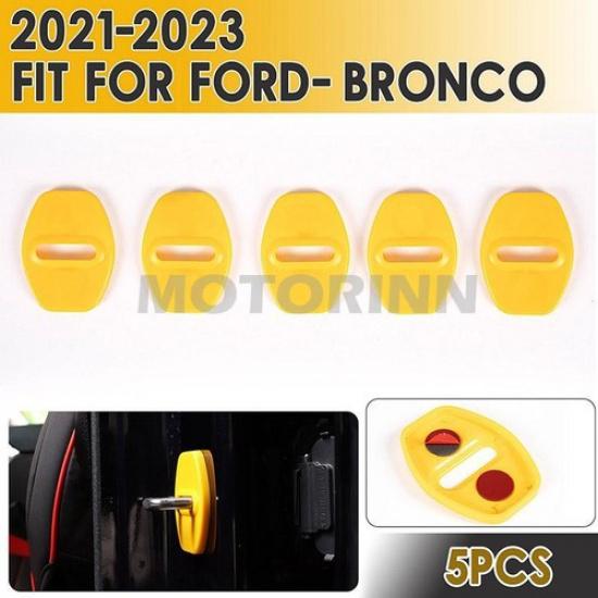 5x Door Lock Protector Cover Buckle Trim Yellow for Ford Bronco Accessorie 2021+