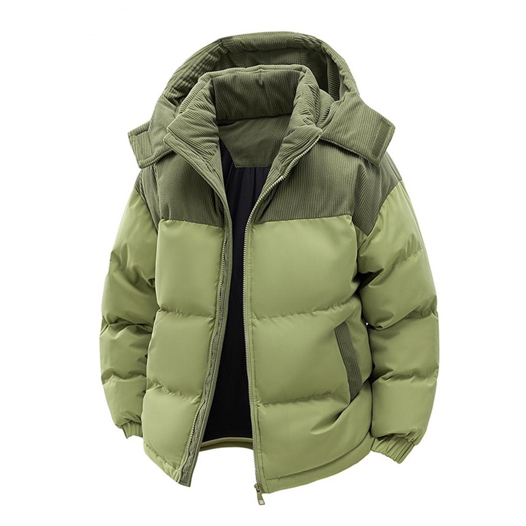 Men's Detachable Hooded Patchwork Plush And Thickened Warm Winter Cotton Jacket