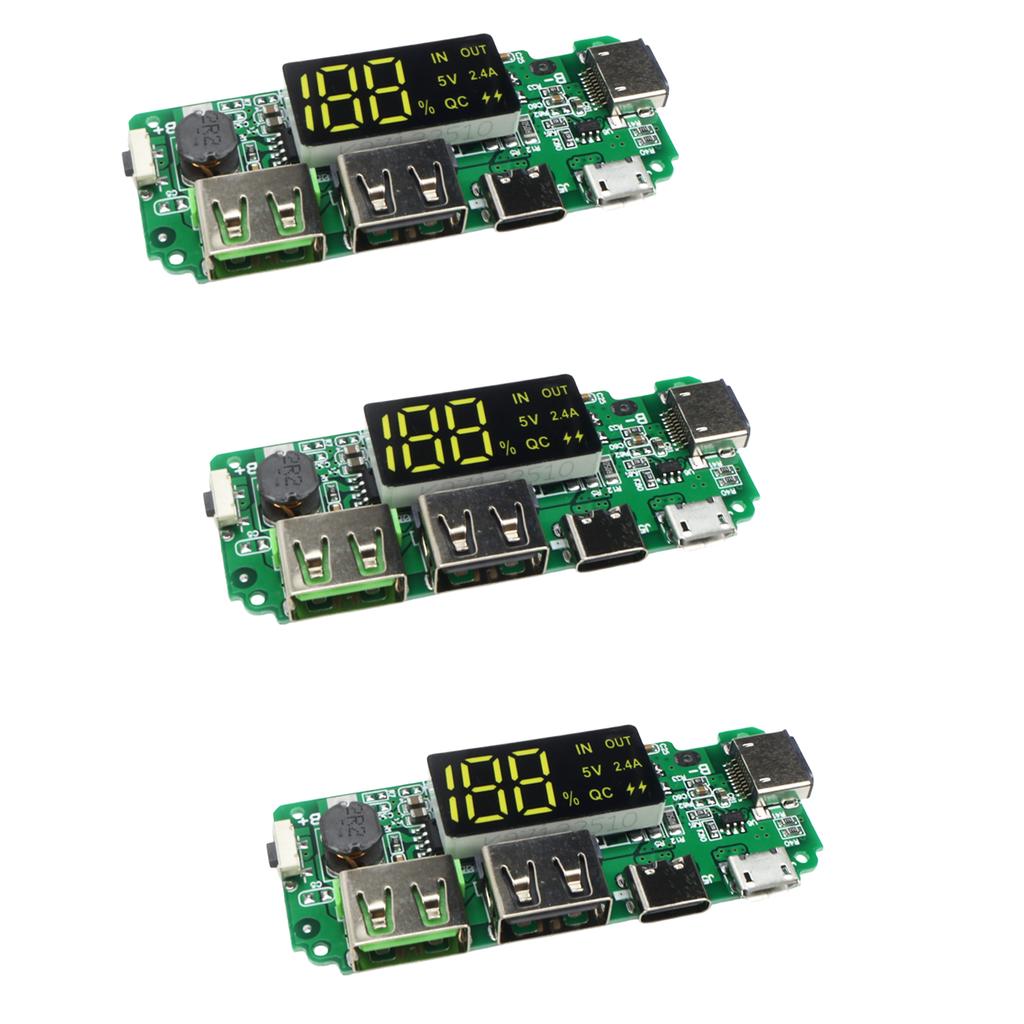 18650 Lithium Battery Charger Module 5V 2.4A Dual USB Type-C Micro LED Display for Mobile Power Bank DIY Charging Board