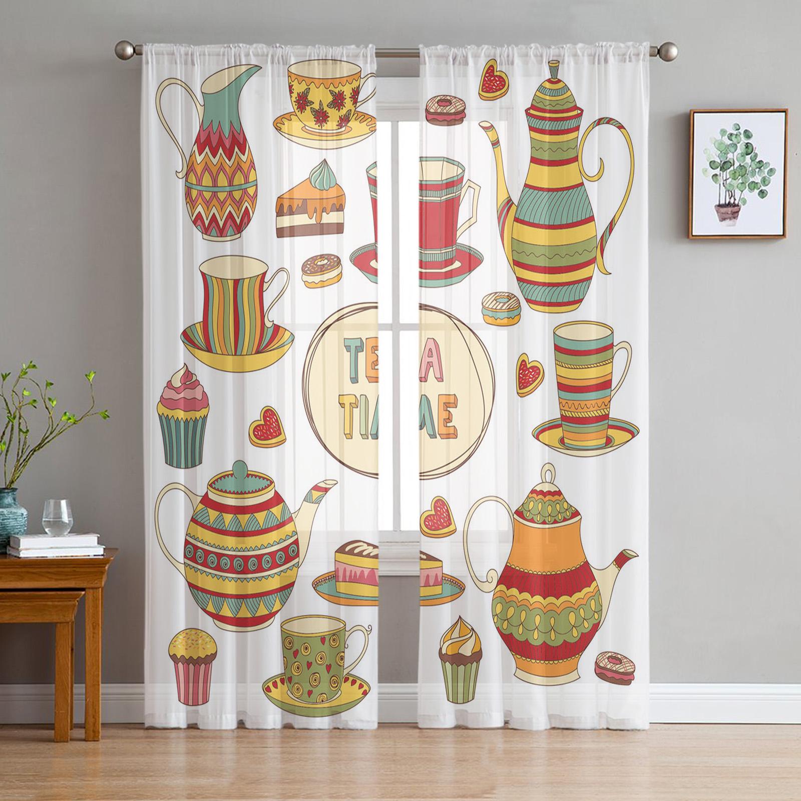 

Любовь Цветы Текстура Бабочка Прозрачная Занавеска для Гостиной Спальни Вуаль Драпировка Кухонное Окно Тюлевые Занавески Предметы Дома 1 PCS W100XH250cm&Grommet Top