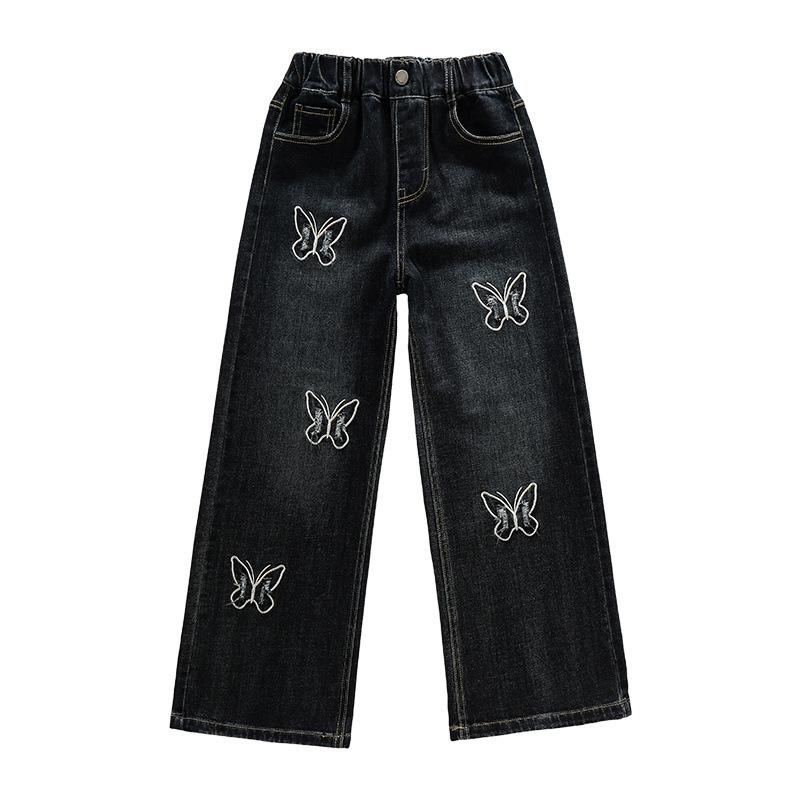 High Quality Kids Girl Butterfly Denim Jeans Children's Clothing Jeans Pants Long Trousers