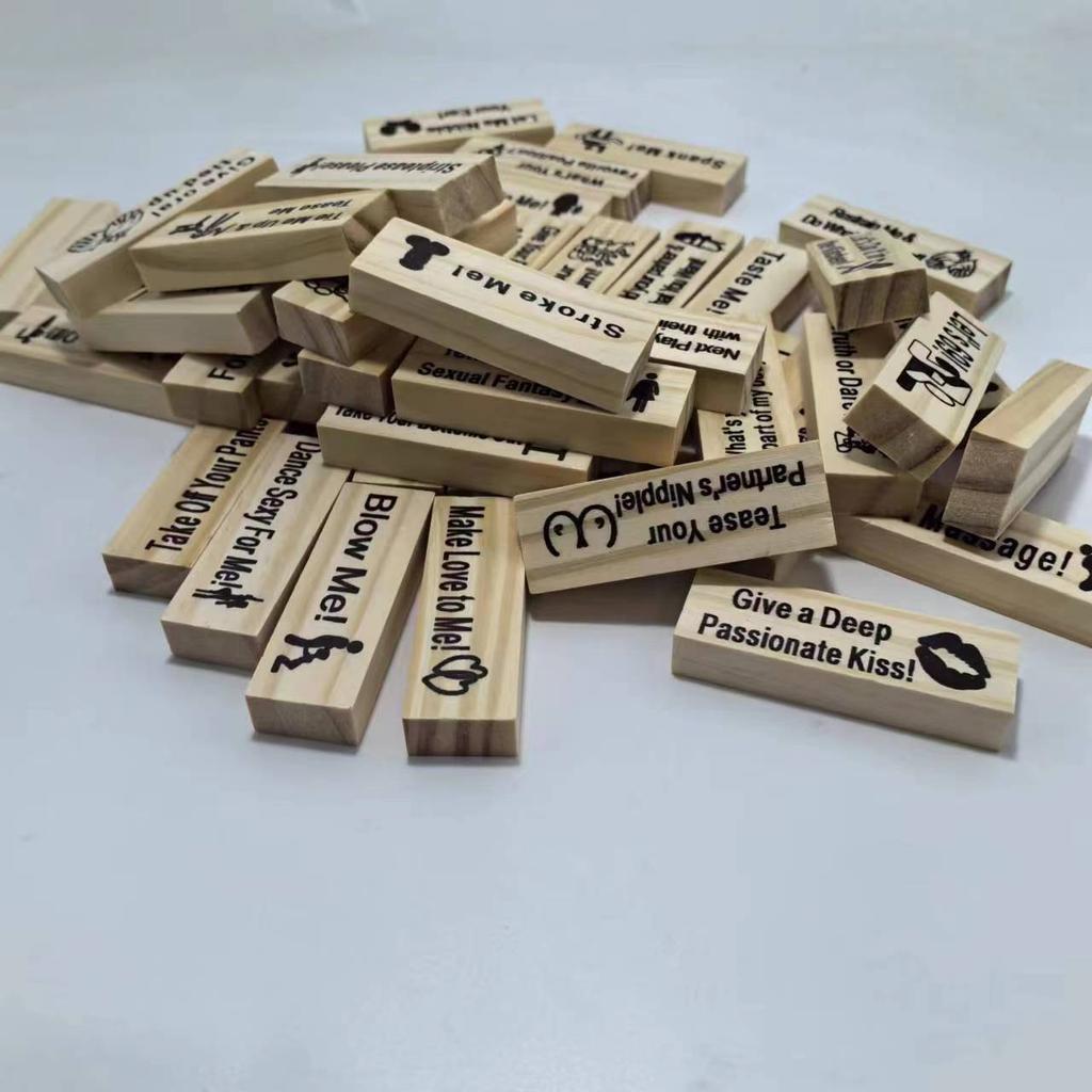 48Pcs Sex Block Game For Adults Sex Toys Valentine Tumbling Tower Stacking Games Wooden Block For Couples Erotica Party SM Block