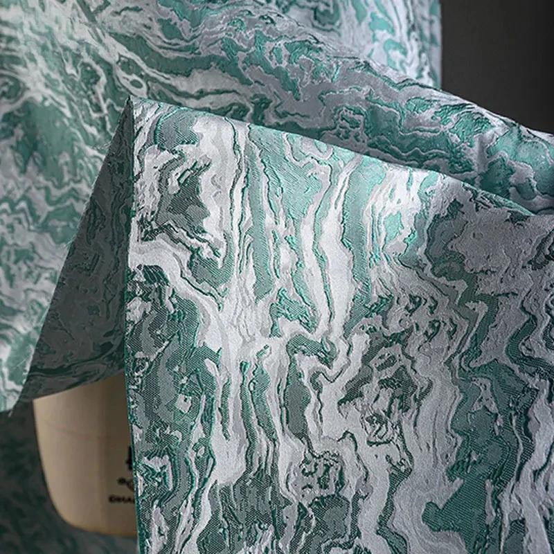 50x145cm Shiny Glossy Heavy Embroidery Texture Designer Fabric Wave Lava Weave Jacquard Fabric For Sewing Coat Jacket Pants