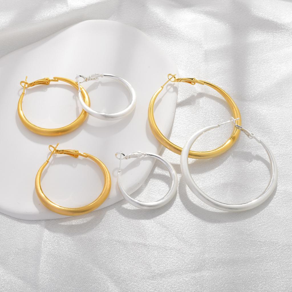 European and American Exaggerated Circle Earrings, High-end Sense, Personalized Brushed Light Luxury Earrings, Large Circle Temperament
