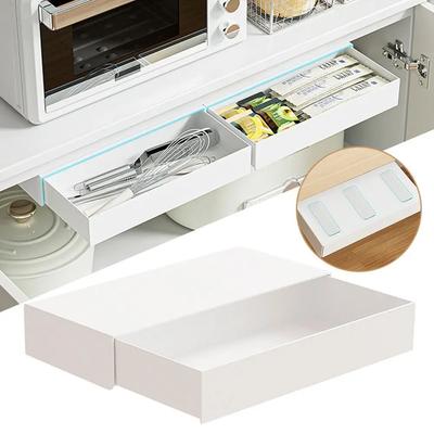 Caja de Almacenamiento Blanca Debajo del Escritorio Adhesiva Oculta Organizador de Almacenamiento Oculto Caja de Almacenamiento Organizador Cajón