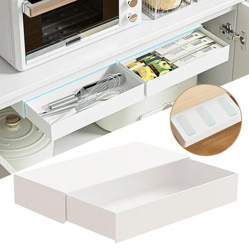 Białe Pudełko do Przechowywania pod Biurkiem Samoprzylepne Ukryty Design Ukryty Organizer do Przechowywania Pudełko do Przechowywania Organizer Szuflada