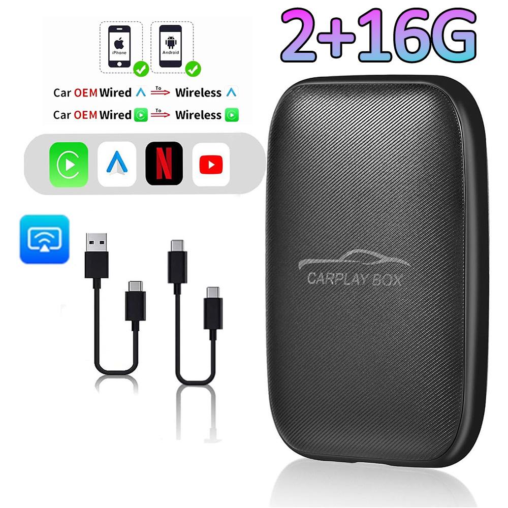 

Смарт-бокс 5 в 1 CarPlay 2+16G Беспроводной адаптер CarPlay Android Auto Автомобильная интеллектуальная система ТВ-бокс Для Netflix YouTube TF-карта