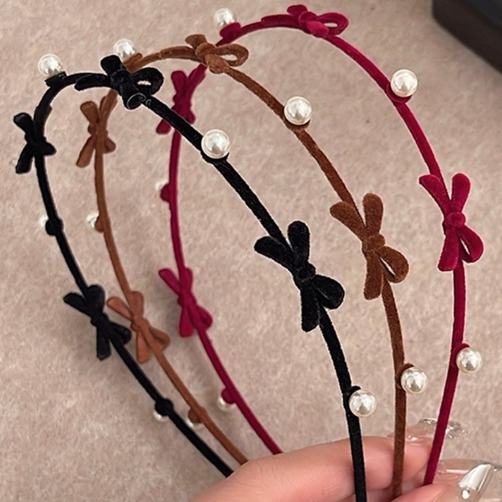Zinc Zinc Alloy Flower Headband Plush Women Hair Hoop Exquisite Bow Hairband  Ladies