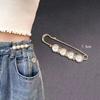 Women New Cute Imitation Pearl Rhinestone Brooch Anti-lighting Skirt Waist Pin Fashion Jewelry Accessories Gifts