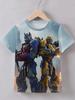 Boys Transformers Bumblebee Optimus Prime All Over Print T Shirt Children Casual Short Sleeve Tops