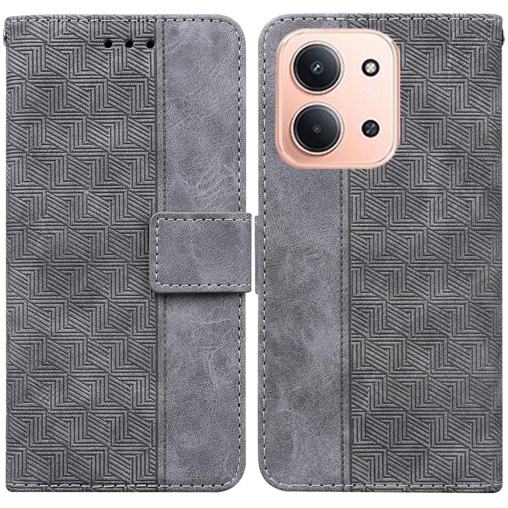 Xiaomi Redmi 15C 5G-hez (EU) (173mm)/15C 4G (EU) (173mm) Geometrikus mintás bőrpénztárca telefontok csuklópánttal