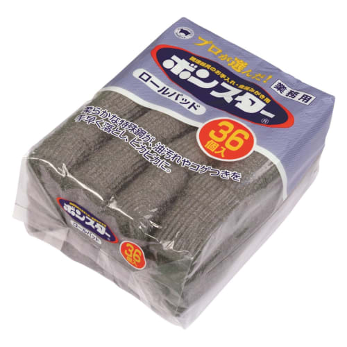 Bonstar Metal Scourer Roll Pads, 36-Pack, Soft Special Steel, Quickly Removes Oil and Burnt-On Stains, B-061