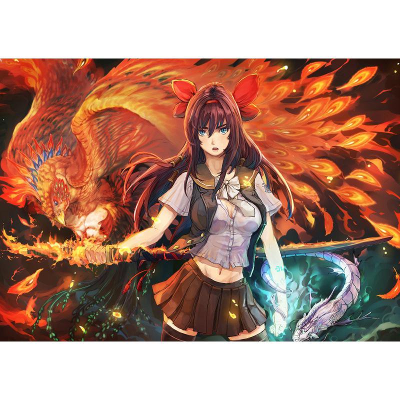 Phoenix Four Sacred Beasts Wall Art for Bedroom, Living Room, Dorm, Bar, or Study White card paper (non-adhesive) 30*42 cm