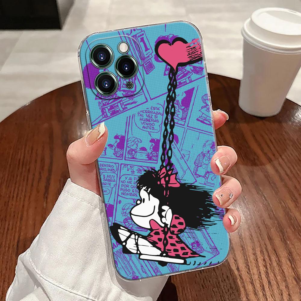 Mafalda Disney Transparent Phone Case For iPhone 17 Pro Max 17E 11 12 13 14 15 16 Pro Max Plus 17 Air 16E 7 X Soft Cover Mafalda