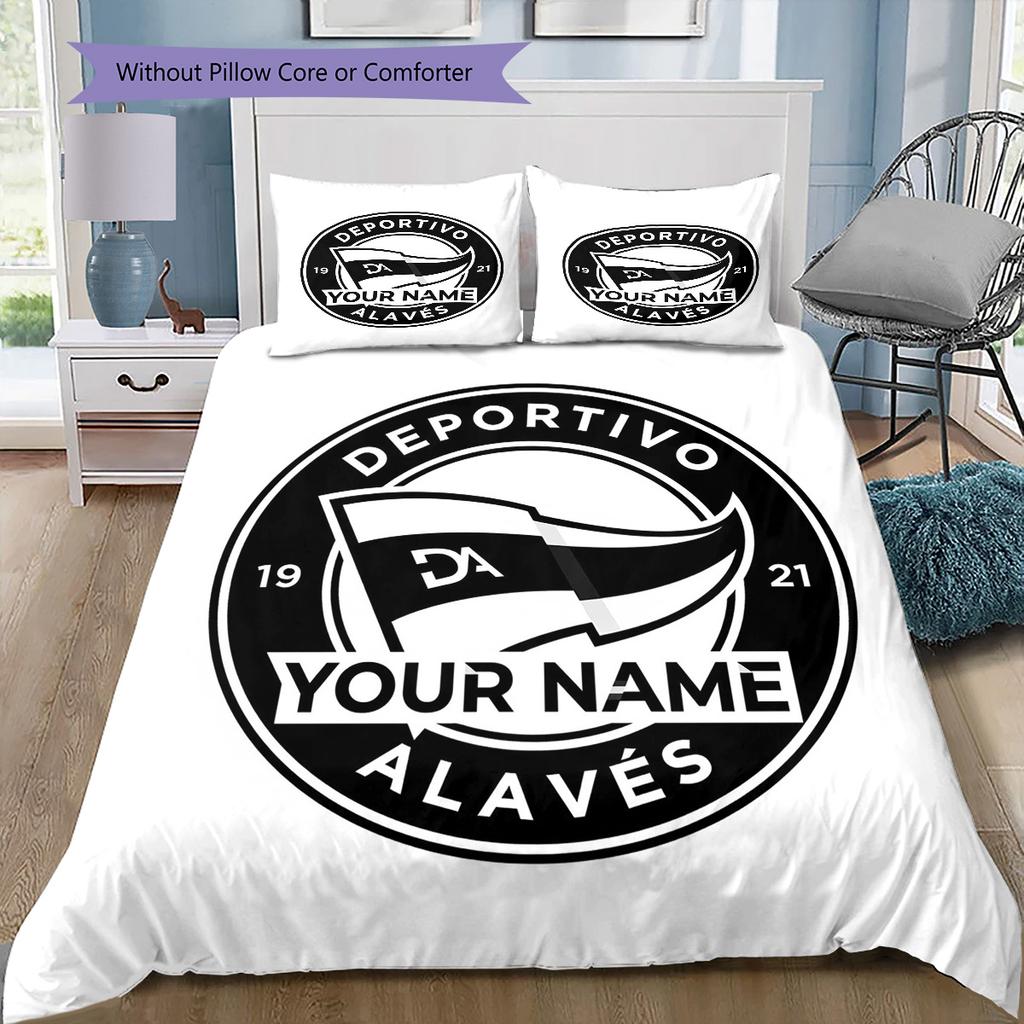 Deportivo Alaves Crest Custom Name Pattern Bedding Quilt Set Quilt Cover Pillowcase Home Birthday Gift(1 * duvet cover + 2 * pillowcase, without core)