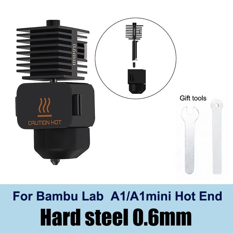 For Bambu Lab A1/A1 Mini Hotend Kit Fast Speed Printing Head Assembly Thermistor Heater 0.2/0.4/0.6/0.8mm Hardened Steel Nozzle