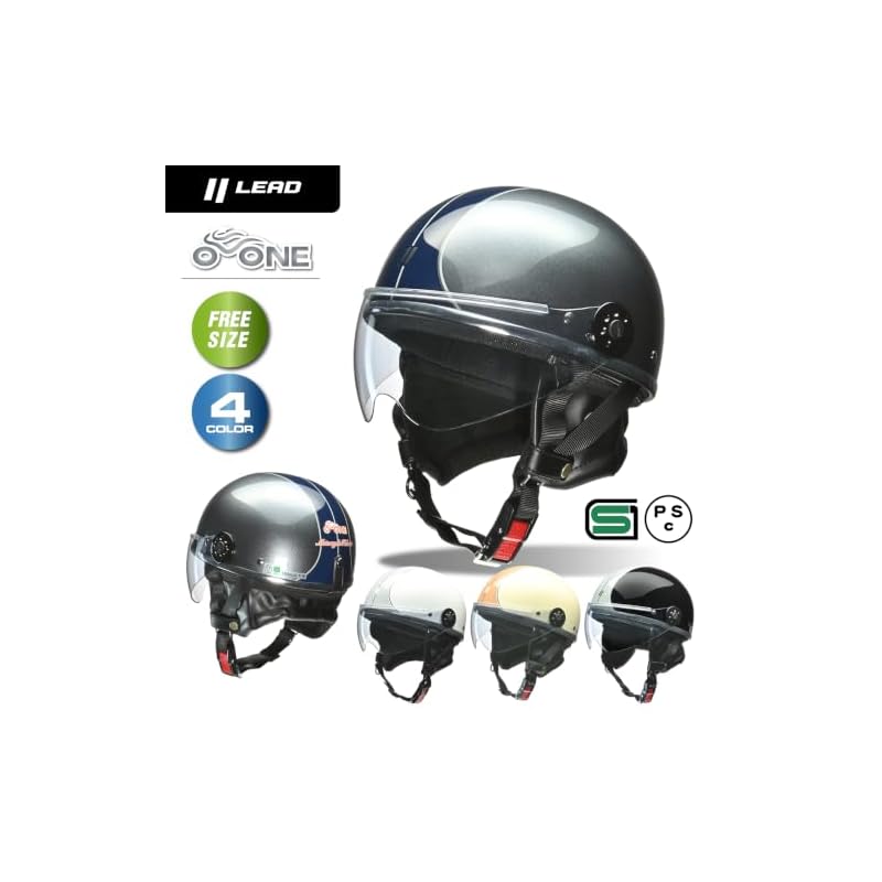 LEAD Industries O-ONE Motorcycle Half Helmet, Black/Silver - Free Size (57-60cm)