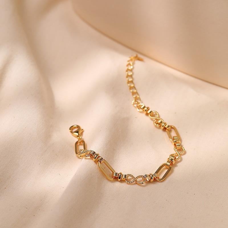 Minimalist Ins Style Hollow Chain 18k Gold Plated Adjustable Women Bracelet