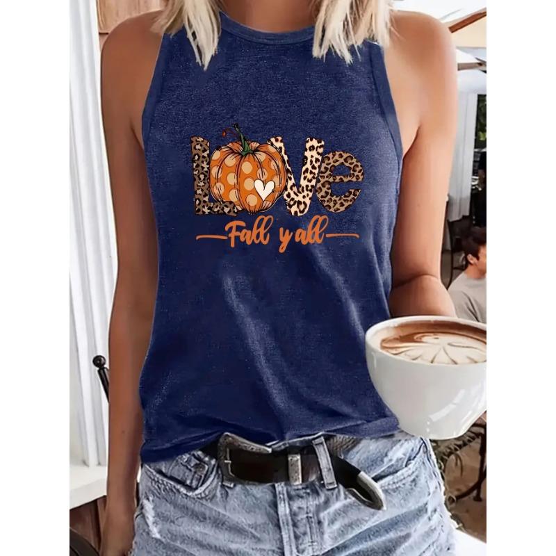 

Женский жилет с принтом на Хэллоуин, с круглым вырезом, весенне-летняя повседневная майка без рукавов XXL темно-синий