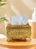 1Pc Gold Floral European Style Gorgeous Tissue Box, Used for Simple and Luxurious Bedside Table Paper Box Storage In Home Decor