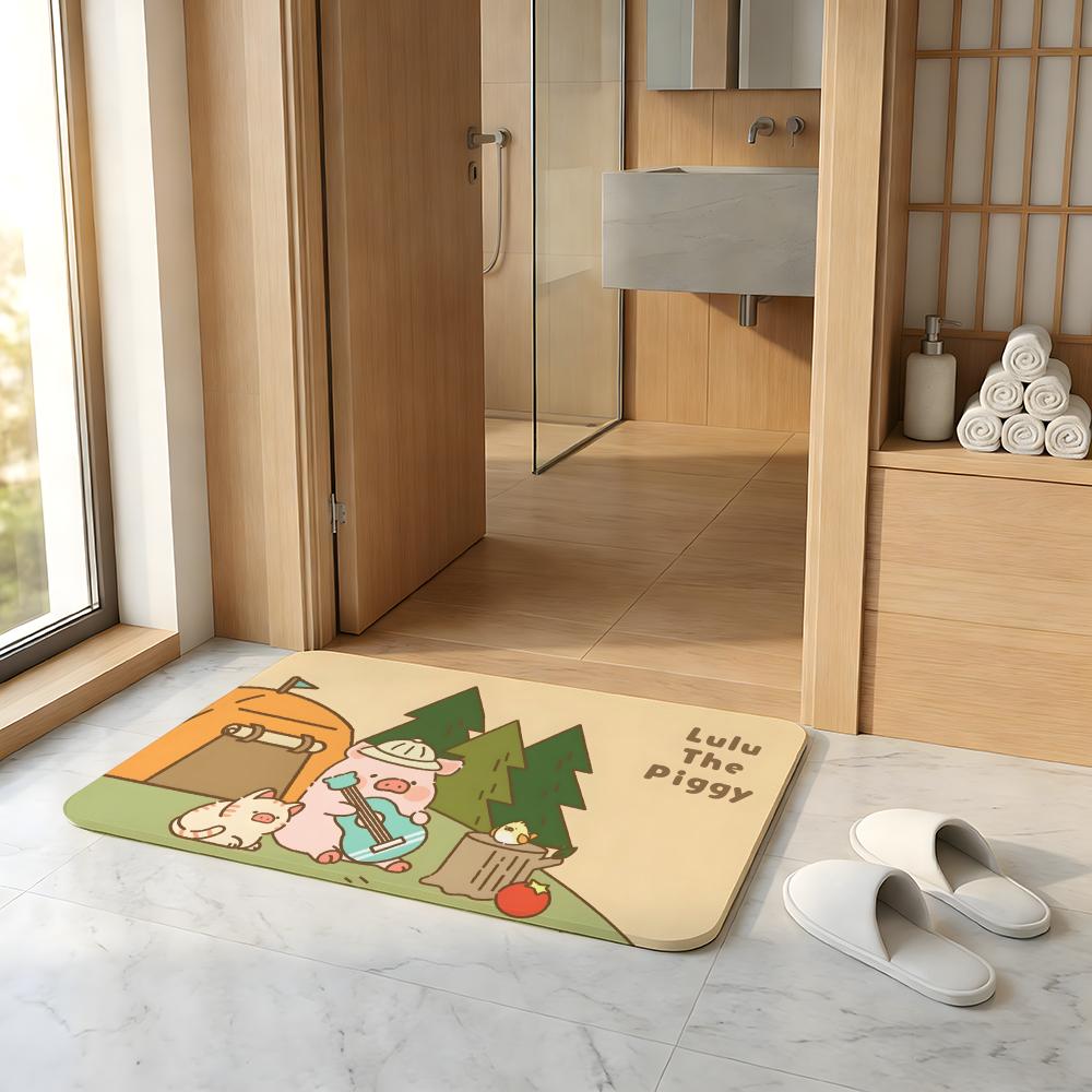 Anime  L-LuLu Floor Mat Absorbent Floor Mat Non-Slip Entrance Rug for Bathrooms Restrooms and Toilets