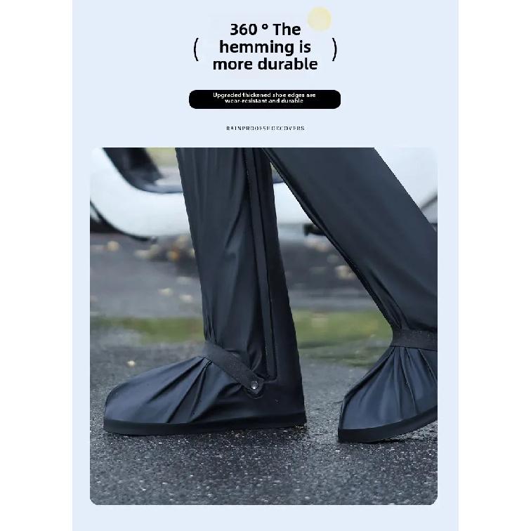 Thickened High Tube Waterproof Riding Shoe Covers Rain Boots over Knee Length Wear Resistant Bicycle Outerwear Shoe Covers