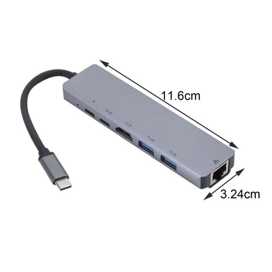 6-in-1 Multifunctional Type-C To PD Charging USB 3.0 Hub Docking Adapter