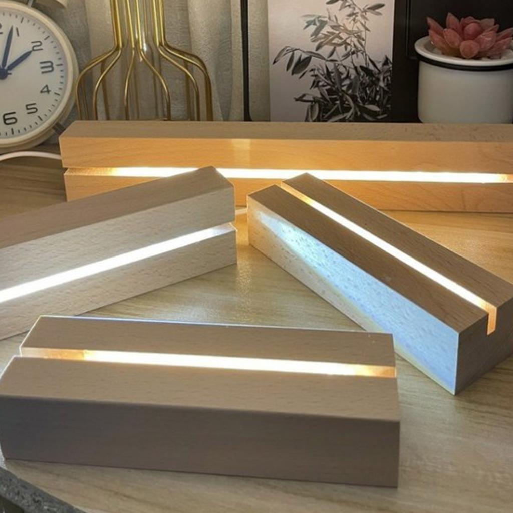 Wooden LED Lights Display Base for Resin Art Wooden LED Light Display Stand