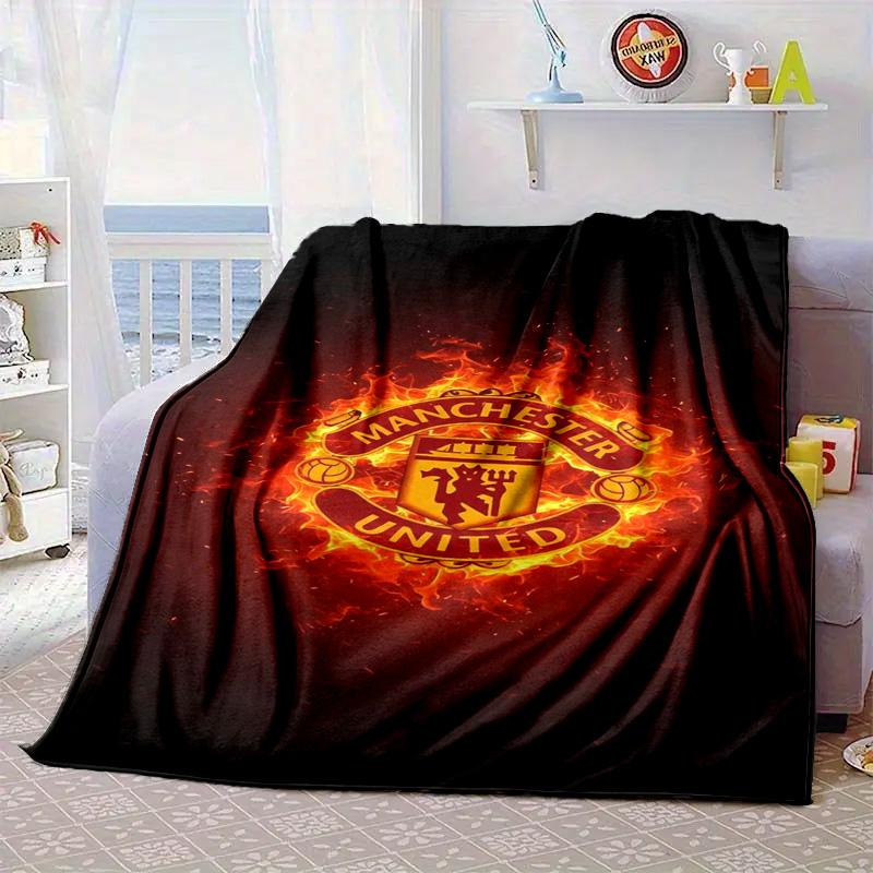 Coperta Portatile/Morbida Coperta Biancheria da Letto con Stemma del Manchester United Adatta per Viaggi Campeggio Soggiorni Uffici Divani Regali per Tifosi