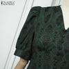 ZANZEA Rochie elegantă pentru femei, casual, cu decolteu în V, mânecă scurtă, imprimată